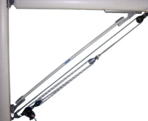 Negates the need for a topping lift and helps improve sail shape and control